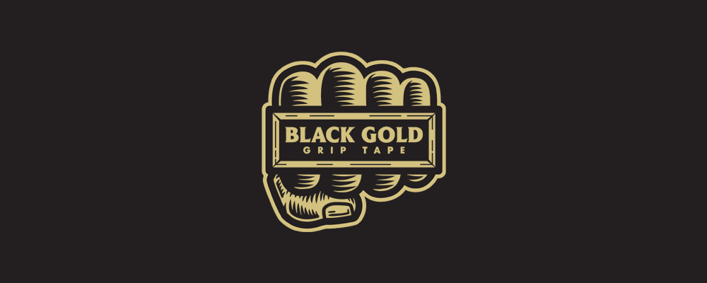 The Black Gold Fist logo on a black background.