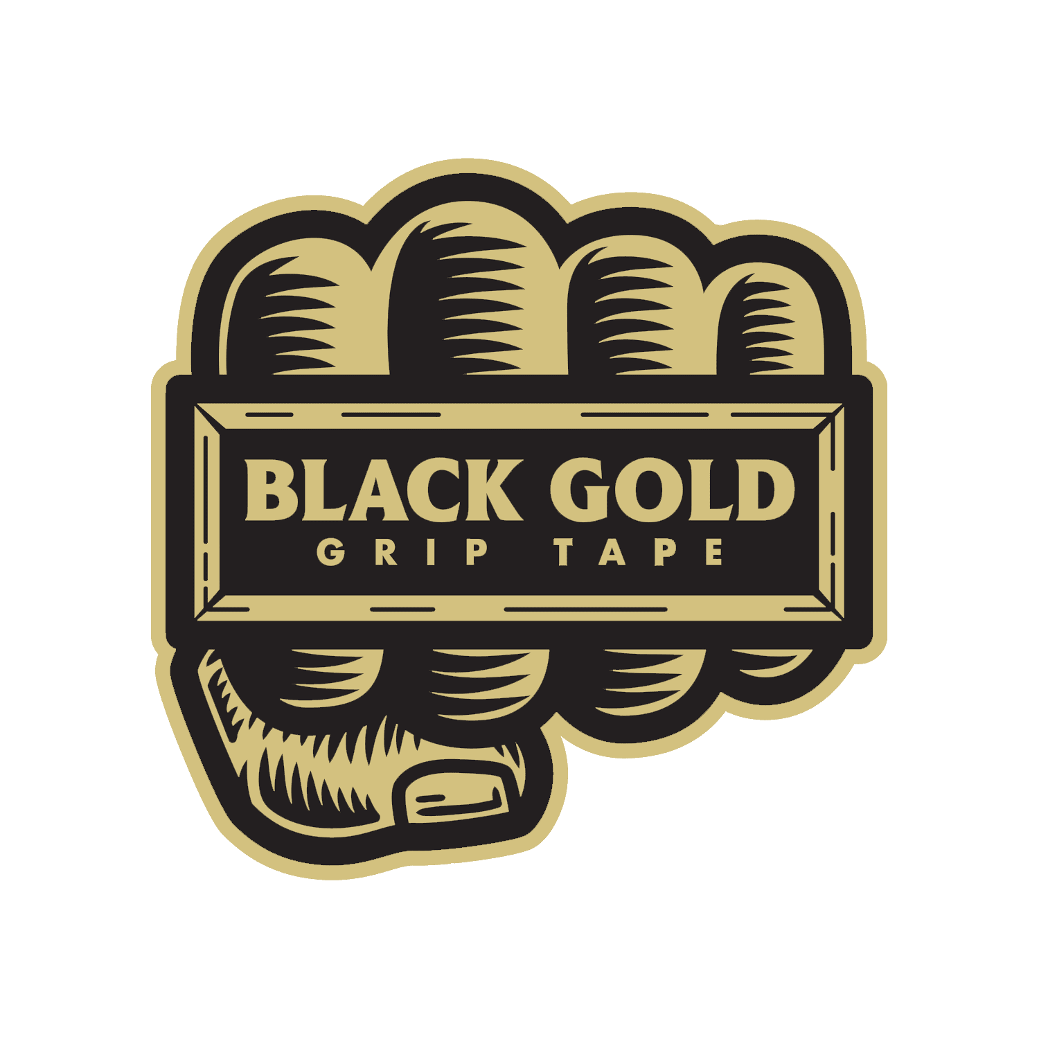 Black Gold Grip Tape fist logo graphic